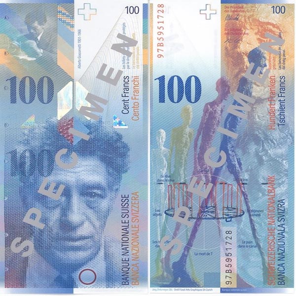 Hình ảnh tiền Thụy Sĩ 100f