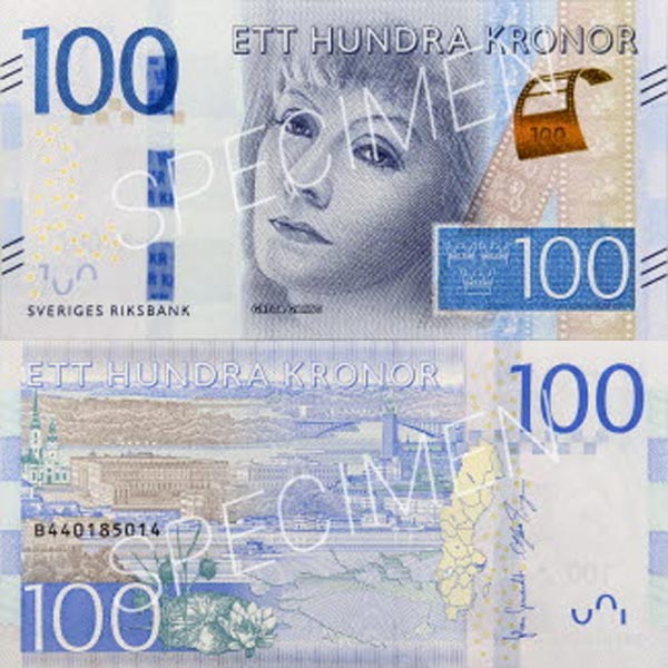 Hình ảnh tiền giấy Thụy Điển 100k