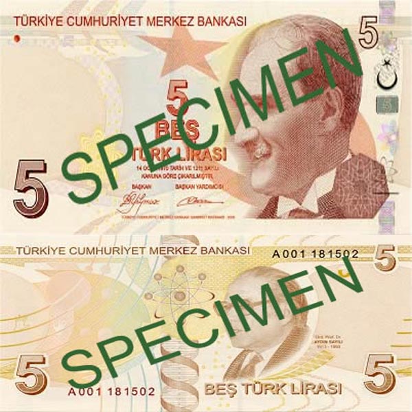 Hình ảnh tiền Thổ Nhĩ Kỳ 5l