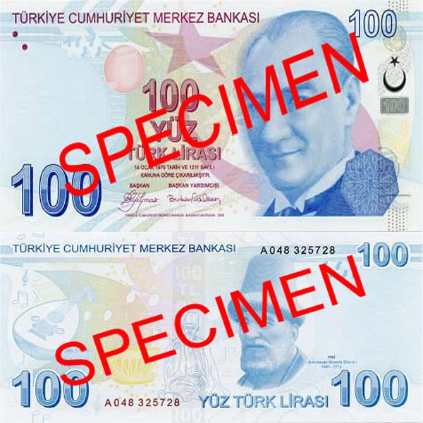 Hình ảnh tiền Thổ Nhĩ Kỳ 100l
