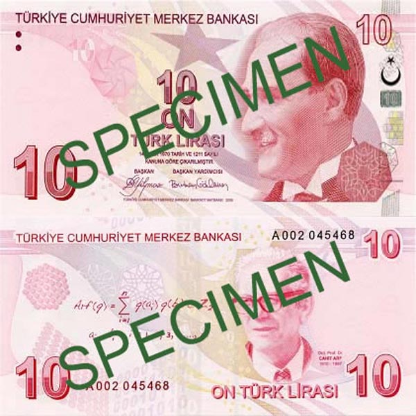 Hình ảnh tiền Thổ Nhĩ Kỳ 10l