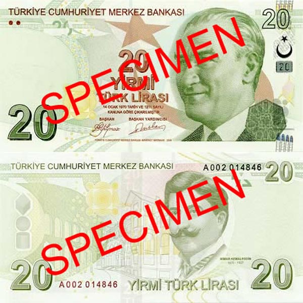 Hình ảnh tiền Thổ Nhĩ Kỳ 20l