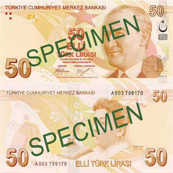 Hình ảnh tiền Thổ Nhĩ Kỳ 50l