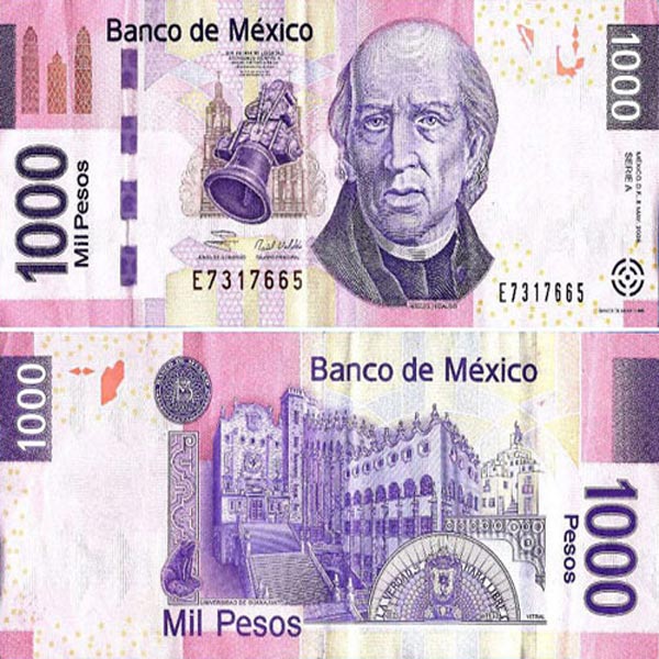 Hình ảnh tiền Mexico 1000